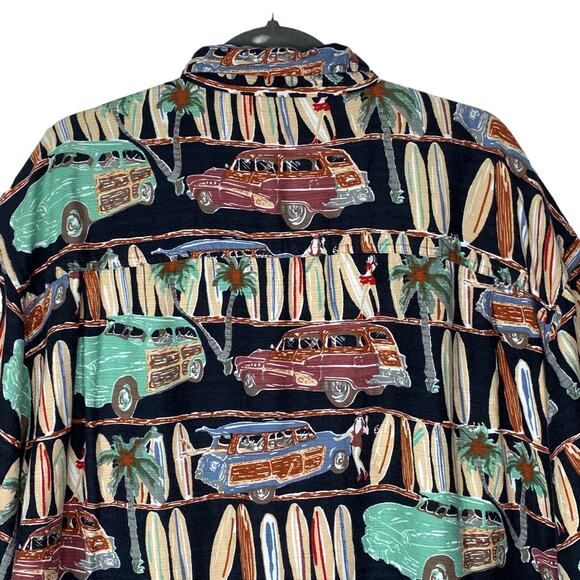 Vintage Hawaiian Shirt Arizona Jeans Surf Boards Woody Short Sleeve Mens Size XL - Picture 6 of 8